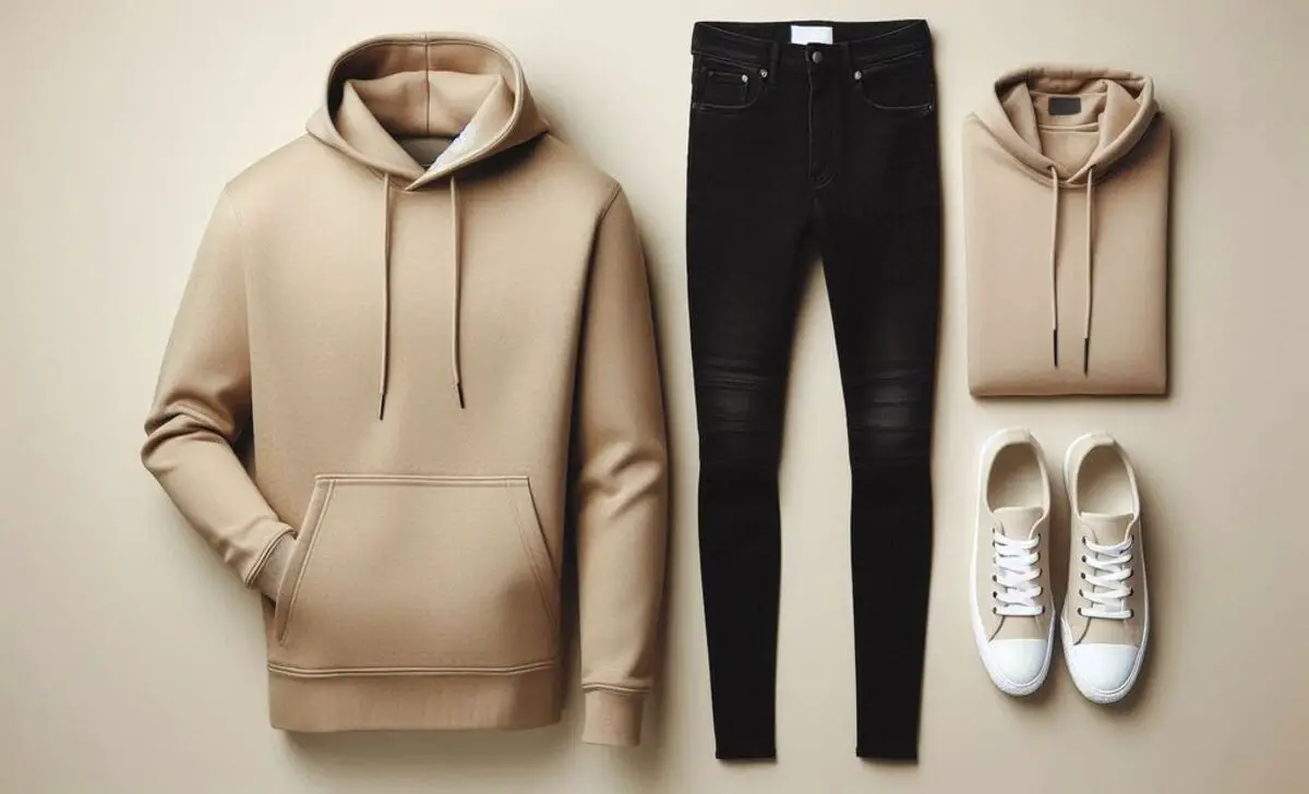 Beige Hoodie With Black Skinny Jeans