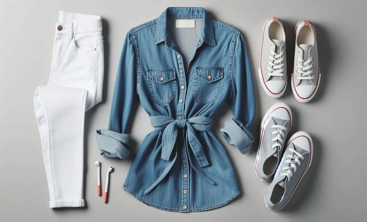 Casual Chambray Shirt + Sneakers