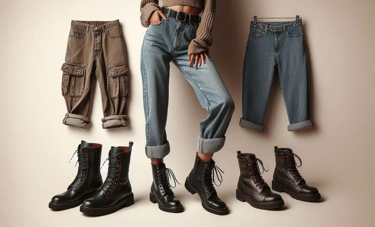 Combat Boot Styling With Mom Jeans