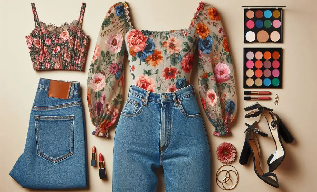 Floral Top With Mom Jeans