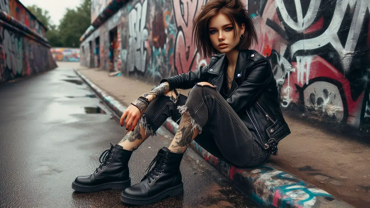 Leather Jacket and Boots (Edgy Look)