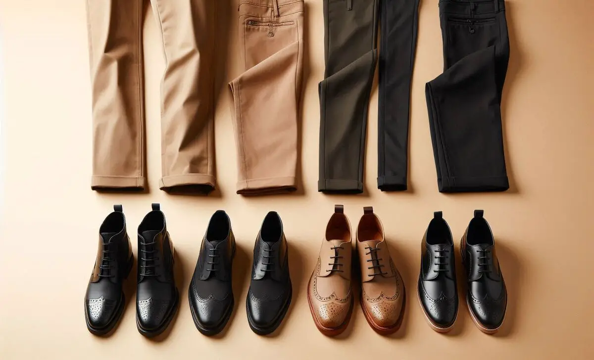 Matching Black Shoes With Different Shades Of Khaki