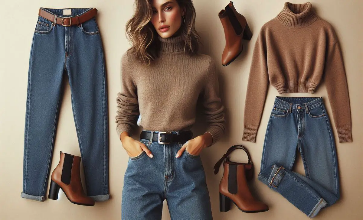 Mom Jeans With Turtleneck