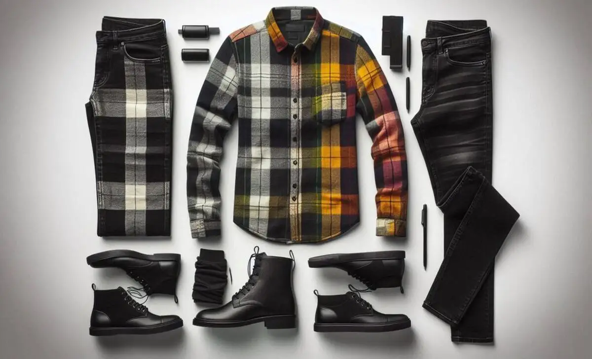 Multi Colored Plaid Long Sleeve Shirt With Black Skinny Jeans