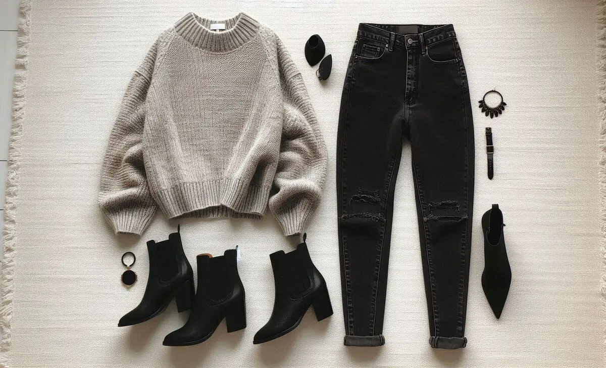 Oversized Sweater And Ankle Boots