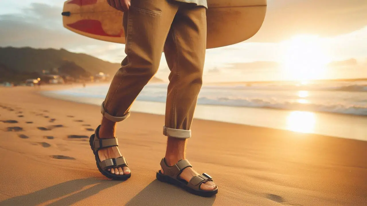 Sandals+Khaki Pants