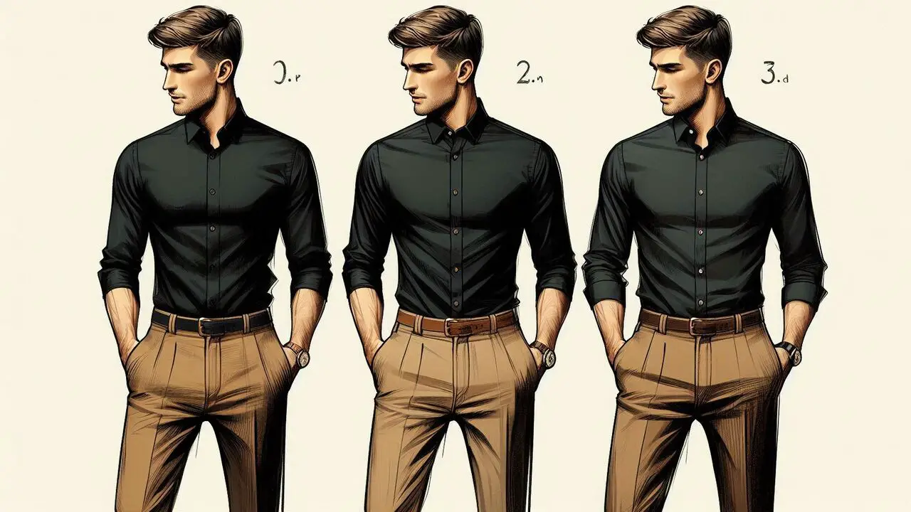 Styling Variations With Black Shirts And Khaki Pants Casual, Formal, And Smart-Casual Looks