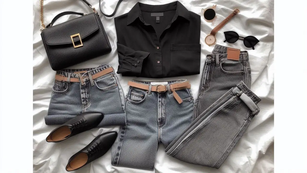 Top 10  Stylish Outfit Ideas Black Shirt Light Jeans For Women