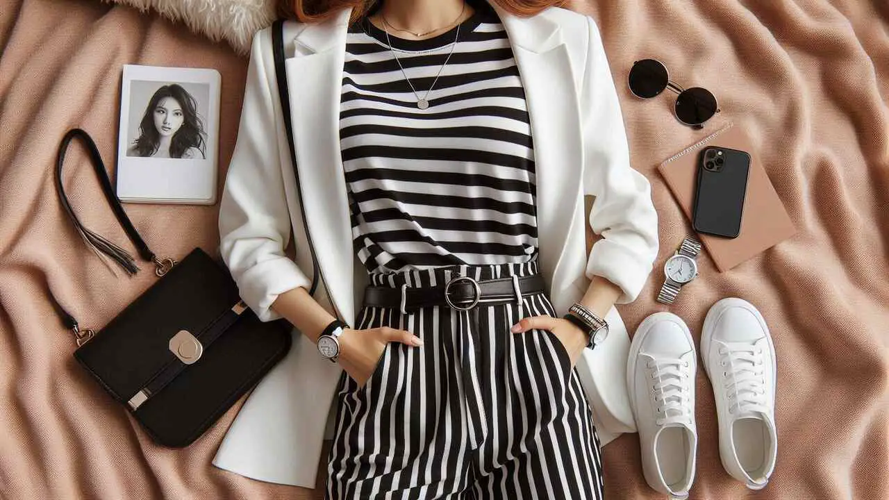 Wear With Black And White Striped Tee & White Blazer