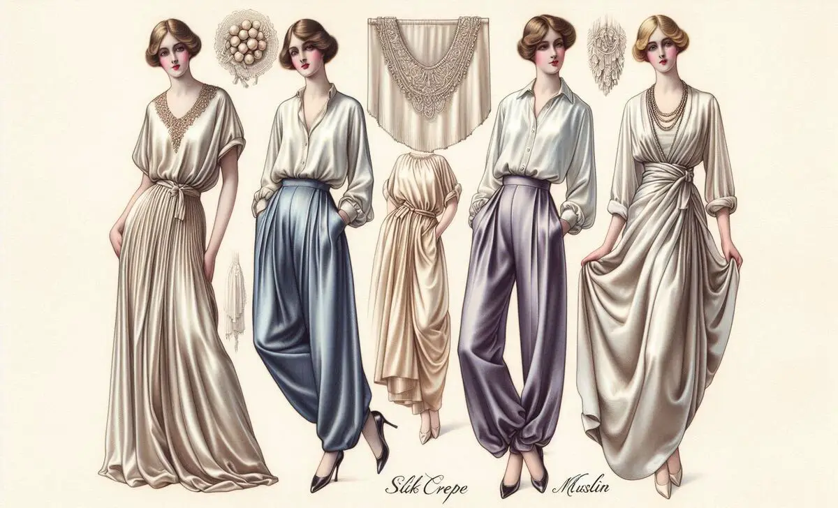 Silk Crepe And Muslin Pants