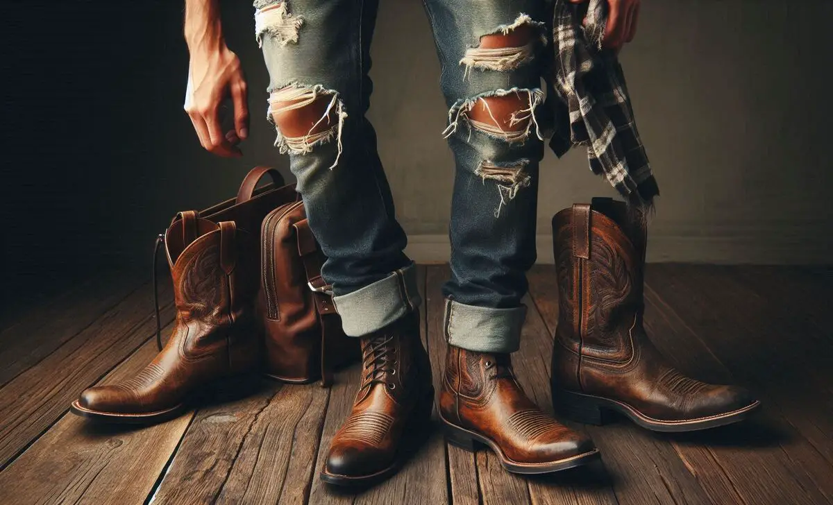 Matching Distressed Jeans With Vintage Cowboy Boots