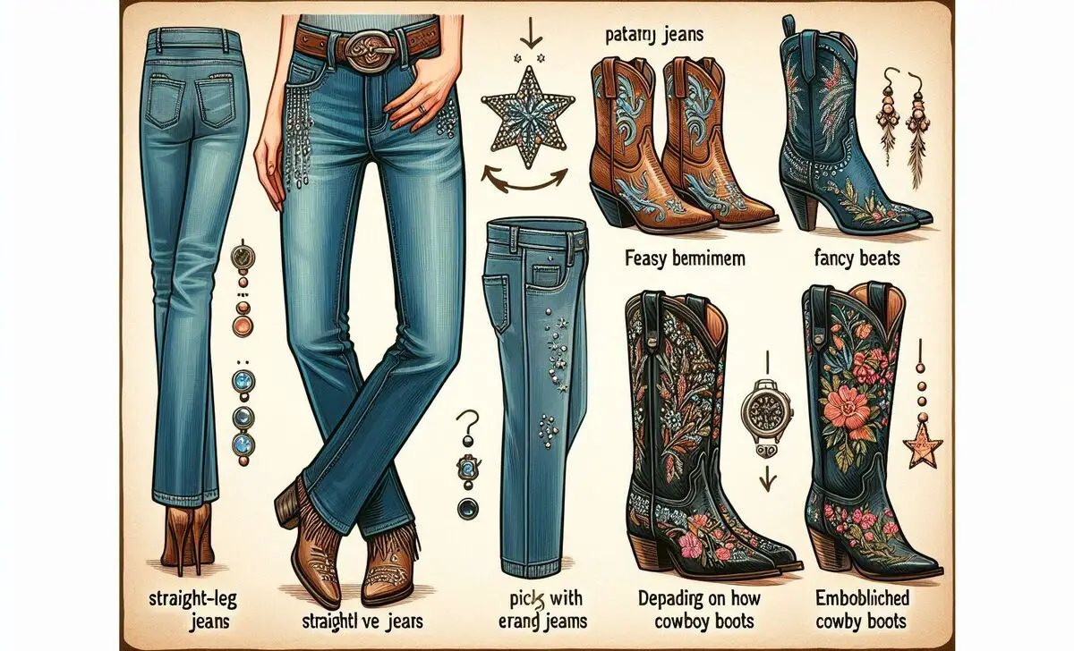 Pairing Straight-Leg Jeans With Embellished Cowboy Boots