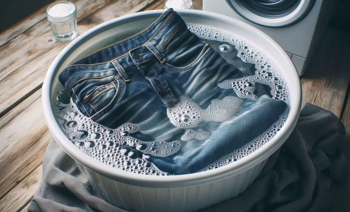 Soaking Jeans In A Starch Solution