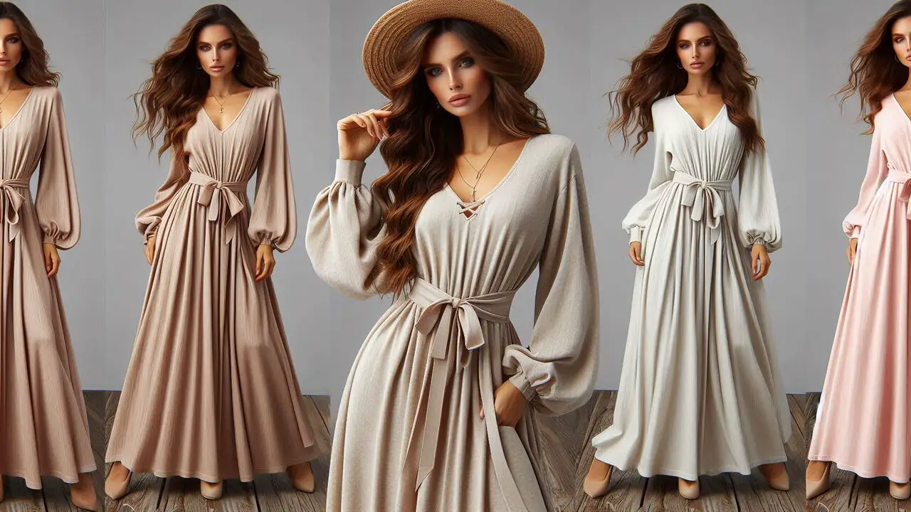 VIISHOW Women's Long Sleeve Loose Plain Maxi Dress