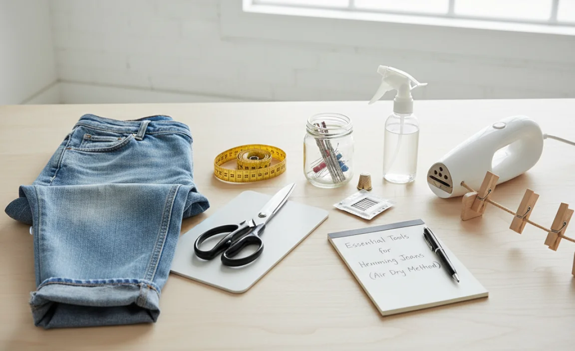 Essential Tools for Hemming Jeans (Air Dry Method)