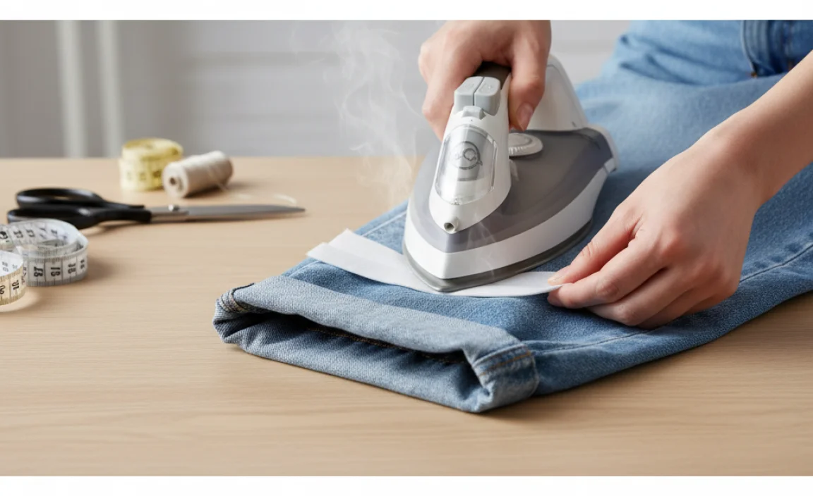 Step-by-Step: How to Hem Relaxed Jeans with Iron-On Patches